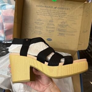 Dr. Scholl's Blossom Platform Sandal 8 Black Wood